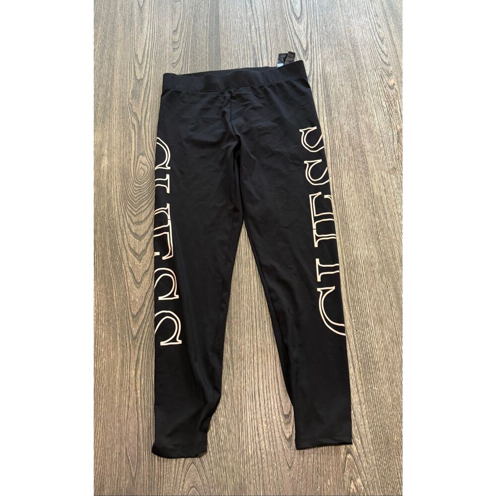 Guess Womens Manja Active Leggings Side Logo Print Elastic Waist Black Size M
